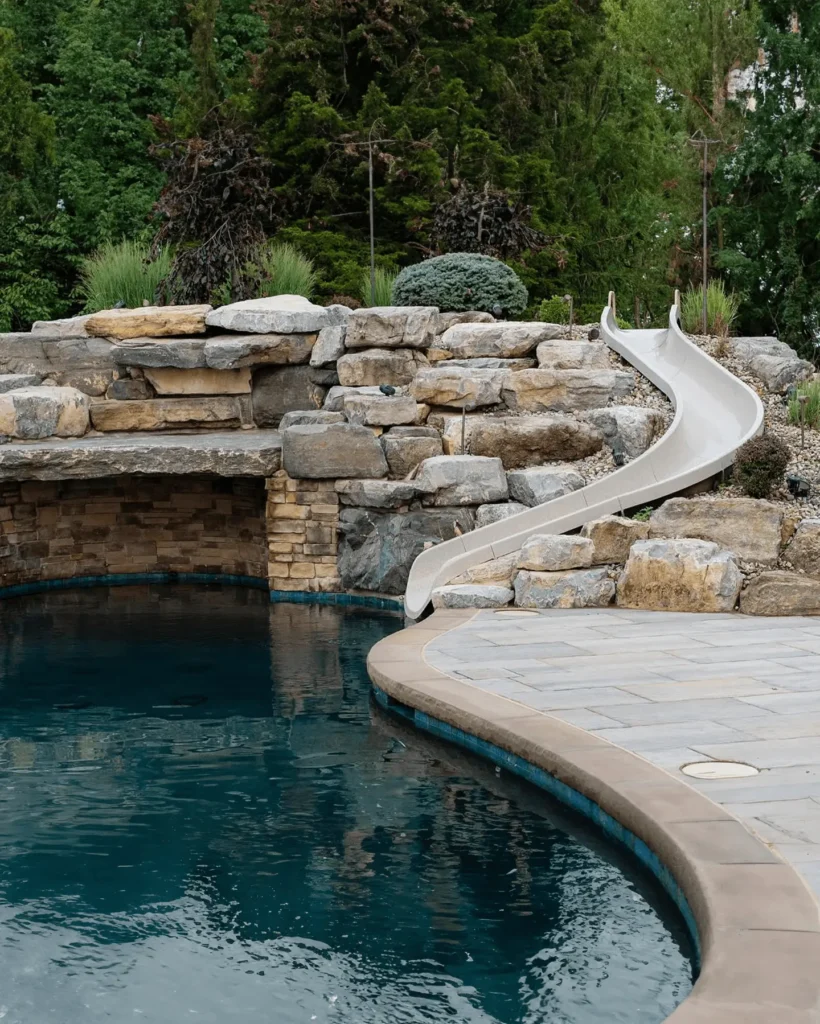 Elegant poolscape with a slide