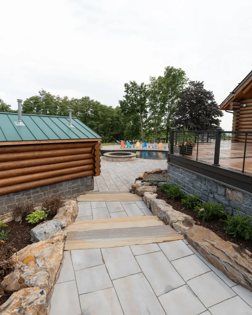 Steps leading to the in ground pool